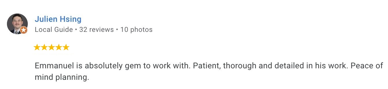 Google review by Julien Hsing